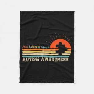 Manta Polar Vintage Live Love Accept Autism Puzzle Autism Awar