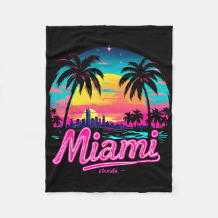 Manta Polar Vintage Miami Beach - Retro 305 Florida Sunset Gra