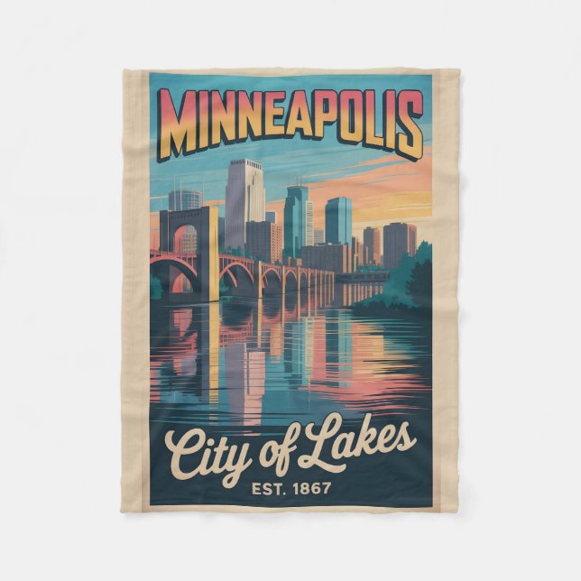 Manta Polar Vintage Minneapolis Minnesota Retro Travel Poster  (Anverso)