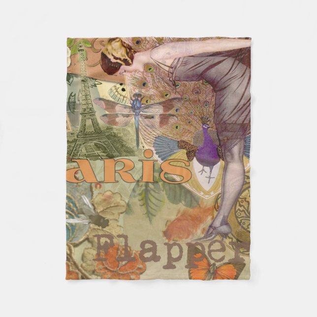 Manta Polar Vintage parisino flapper Art Deco Peacock (Anverso)