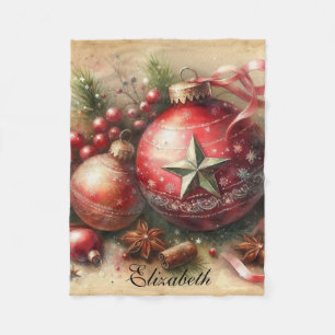 Manta Polar Vintage Pastel Watercolor Ornamentos navideños