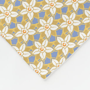 Manta Polar Vintage Patrón de Jonquilo azul y amarillo floral