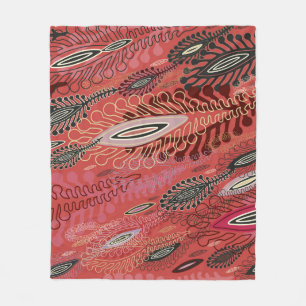 Manta Polar Vintage Peafowl Rojo Decorativo Patrón de Seamless