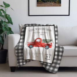 Manta Polar Vintage Red Truck Farmhouse Family Name Blanket