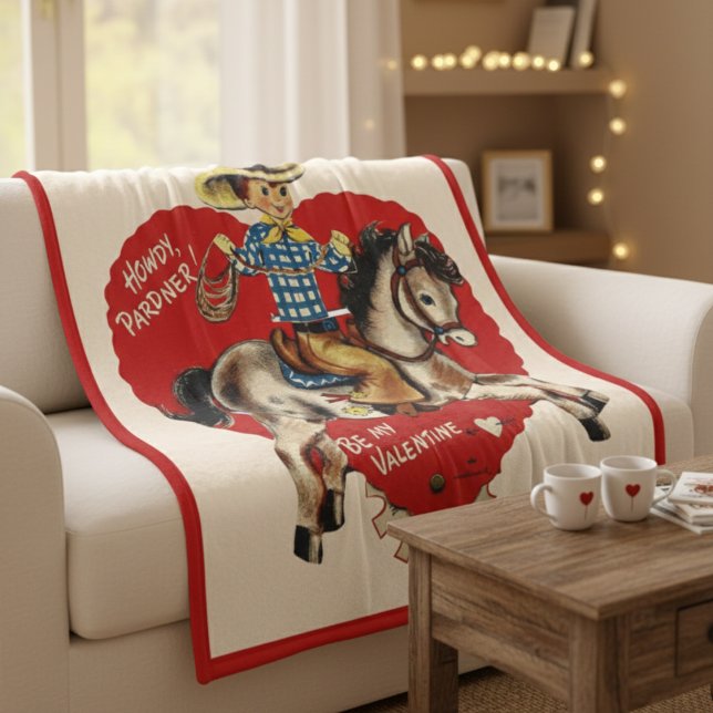 Manta Polar Vintage Retro "Howdy, Pardner!" Valentine (Vintage Retro "Howdy, Pardner!" Valentine Fleece Blanket)