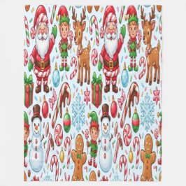Manta Polar Vintage Retro Red Candy Cane Wonderland Christmas