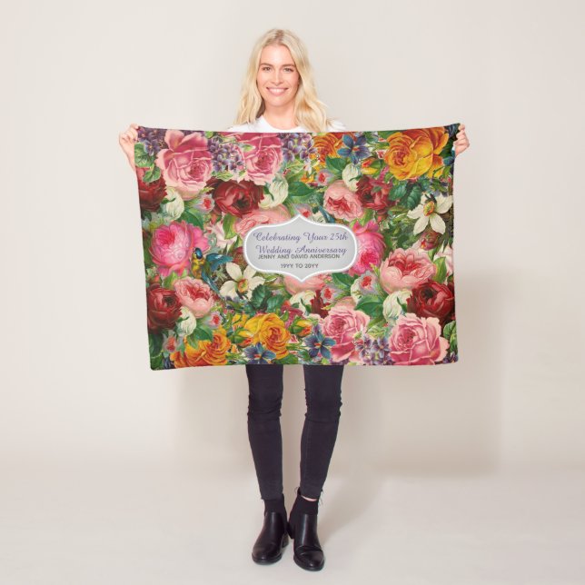 Manta Polar Vintage Rosas Blanket Personalizado - EDIT TEXTO (In situ)