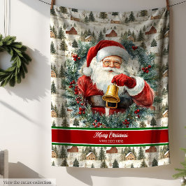 Manta Polar Vintage Santa Claus Blanket con nombre personaliza