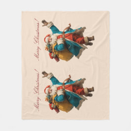 Manta Polar Vintage Santa Personalized Christmas Design
