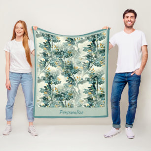 Manta Polar Vintage Sea Green Foliage Deja Un Patrón Elegante