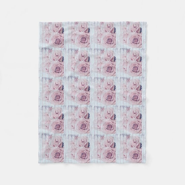 Manta Polar Vintage Shabby Chic Dusky Roses rosas (Anverso)