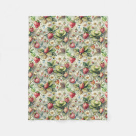 Manta Polar Vintage Strawberry Garden Agua Botánica