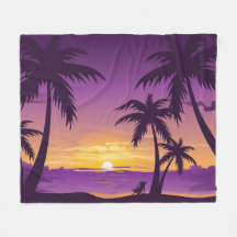 Vintage Tropical Beach Summer Sunset Palm Tree