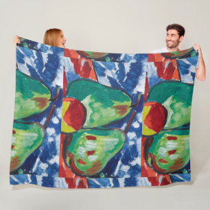 Manta Polar Vintage Vaclav Spala Vida con peras Rojo Blu