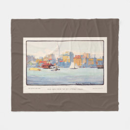 Manta Polar Vintage Watercolor Nueva York, el ferry de la call