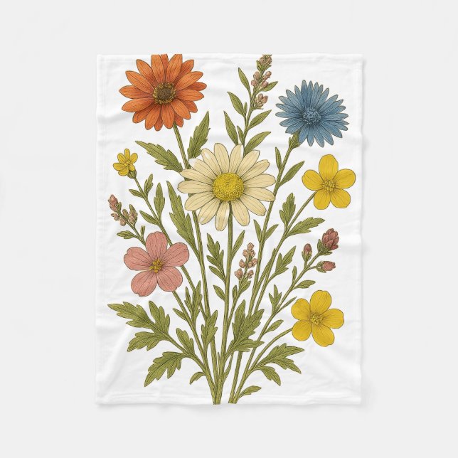 Manta Polar Vintage wildflowers (Anverso)