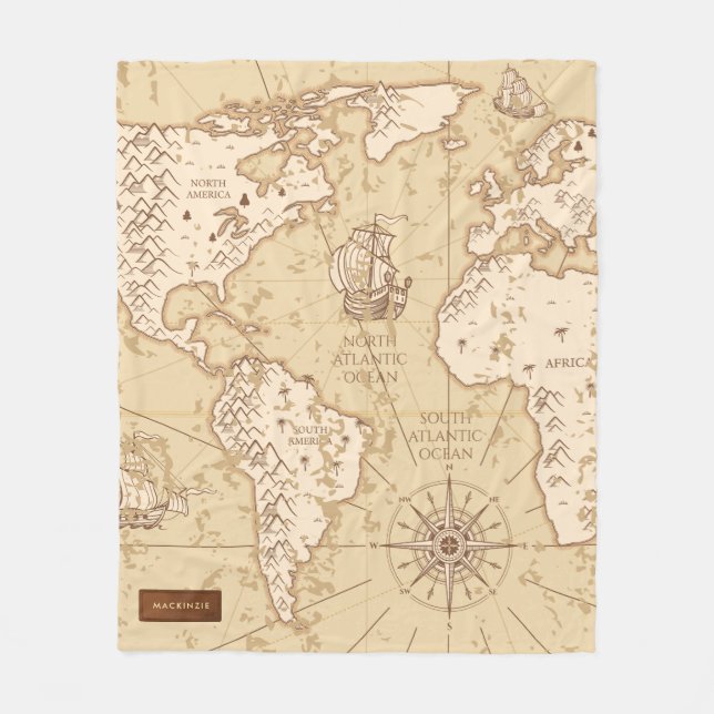 Manta Polar Vintage World Map with Name (Anverso)