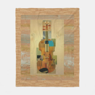 Manta Polar Violín compuesto en el fondo de madera del efecto