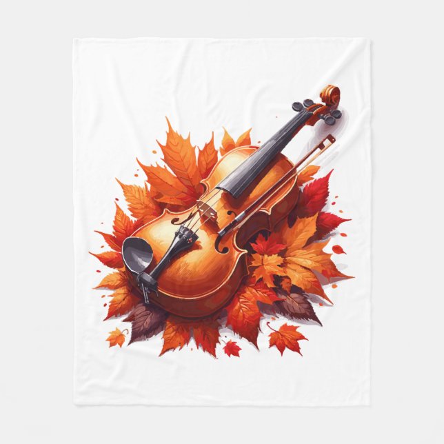 Manta Polar Violín en el lecho de hojas (Anverso)