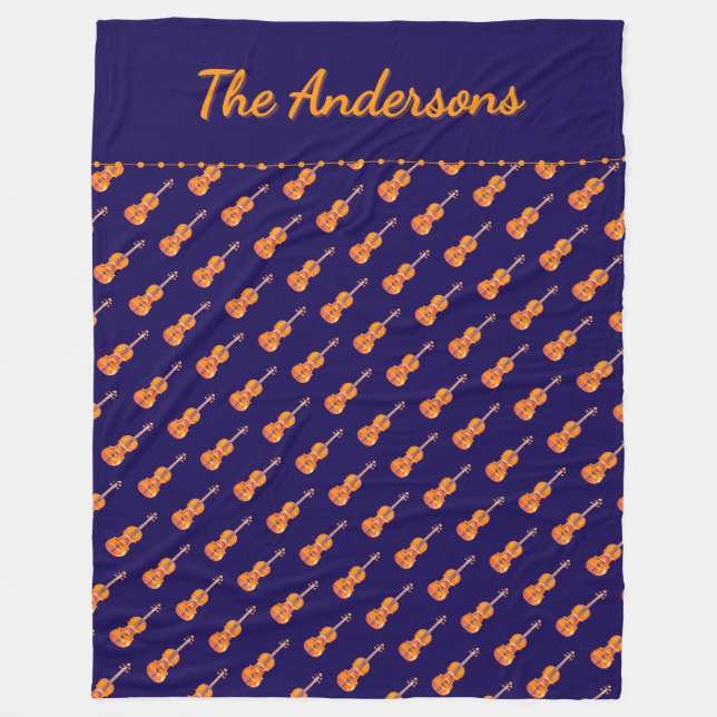 Manta Polar Violines Música Patrón de la Marina Personalizado (Anverso)