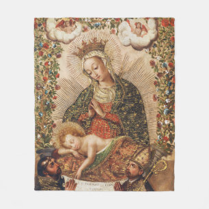 Manta Polar Virgen Adorando al Niño Jesús de la Escuela Cuzque