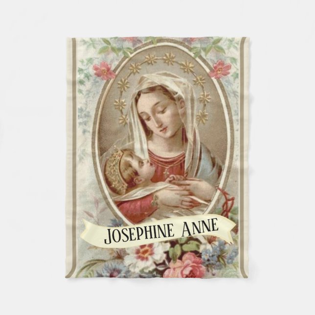 Manta Polar Virgen personalizada Madonna Maria con el bebé (Anverso)