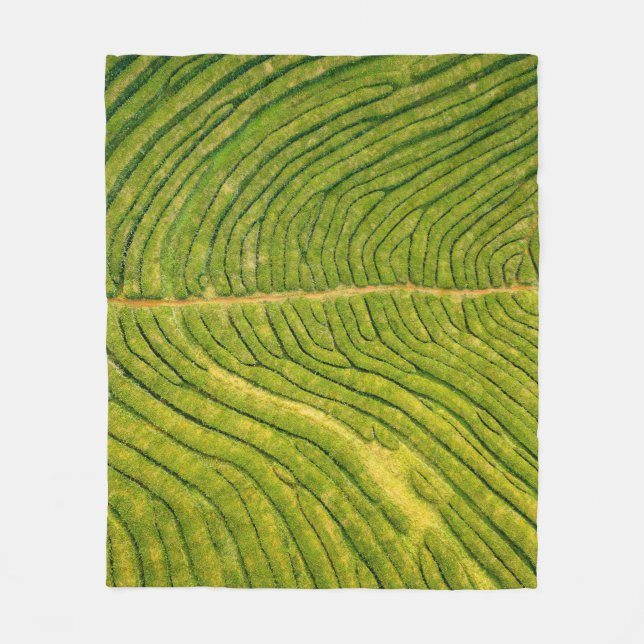 Manta Polar Vista aérea de campo abierto verde (Anverso)