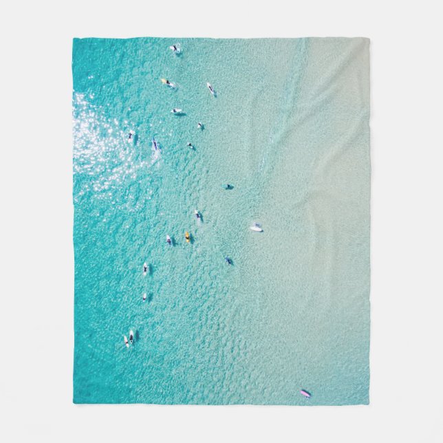 Manta Polar Vista aérea de los surfistas, océano despejado. (Anverso)