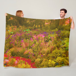 Manta Polar Vista de flores de jardín panorámico dorado genial