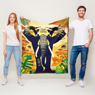 Manta Polar Vista de la jungla del retrato del elefante