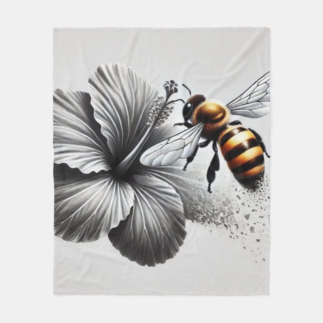 Manta Polar Vista de macro detallada de una abeja de miel (Anverso)