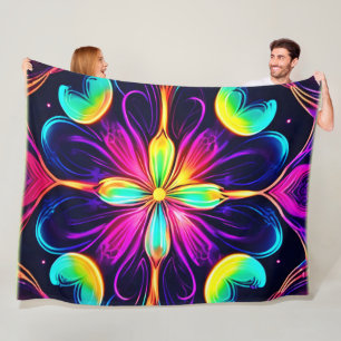 Manta Polar Vivid Neon Floral Mandala Art