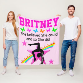 MANTA POLAR VIVIENDO MI SUEÑO GIMNASTICO PERSONALIZADO BLANCO