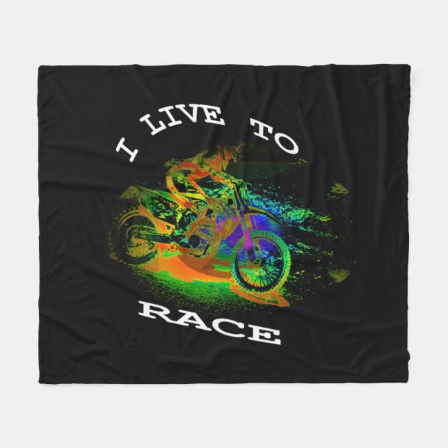 Manta Polar VIVO EN RAZA - MESA DE Fleece Motocross Racer (Frente (Horizontal))