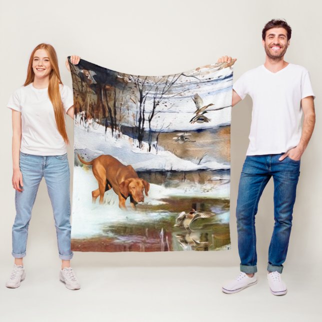 Manta Polar Vizsla húngara, patos de caza en invierno (In situ)