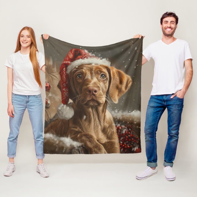 Manta Polar Vizsla Perro Festivo de Navidad (In situ)
