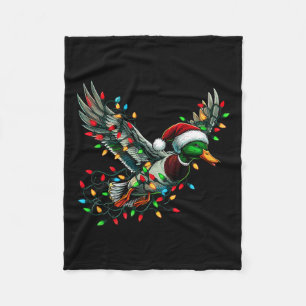 Manta Polar Volando el Pato Santa con Navidades Luces Cazando