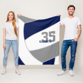 Manta Polar voleibol azul marino gris y blanco ginoso