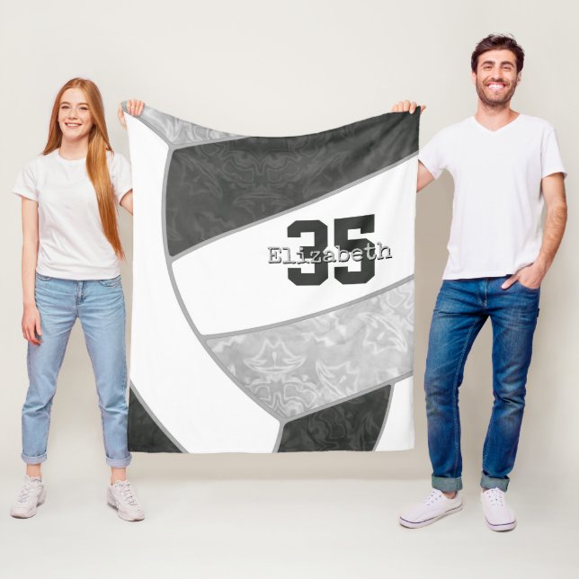 Manta Polar Voleibol de niñas grises negras con nombre persona (In situ)