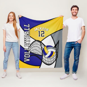 Manta Polar Voleibol 🏐 deporte en azul, blanco y amarillo