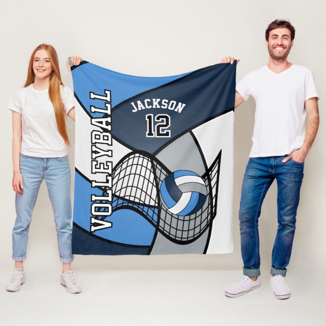 Manta Polar Voleibol 🏐 deporte en azul, blanco y gris (In situ)