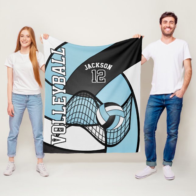 Manta Polar Voleibol 🏐 deporte en azul cielo, blanco y negro (In situ)