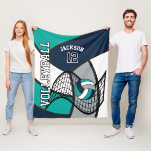 Manta Polar Voleibol 🏐 deporte en azul, Verde azulado, blanco