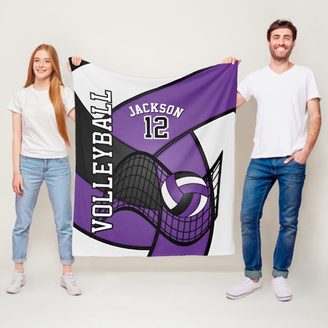 Manta Polar Voleibol 🏐 deporte en morado, blanco y negro (In situ)