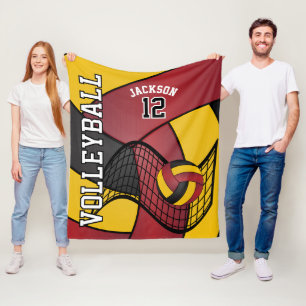 Manta Polar Voleibol 🏐 deporte en rojo marrón, oro y negro