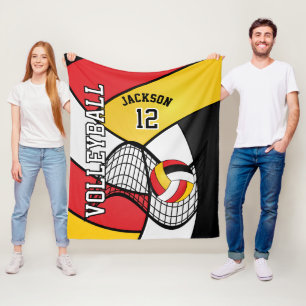 Manta Polar Voleibol 🏐 deporte en rojo, negro y amarillo