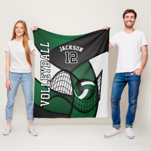 Manta Polar Voleibol 🏐 deporte en verde oscuro, blanco y negr