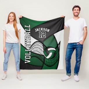 Manta Polar Voleibol 🏐 deporte en verde oscuro, blanco y negr