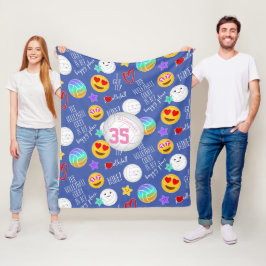 Manta Polar voleibol femenino kawaii emoji y tipografía