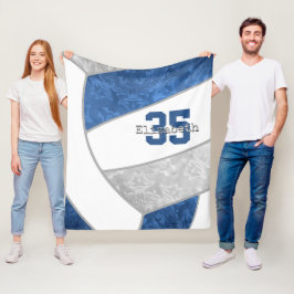 Manta Polar Voleibol gris azul con nombre personalizado para a